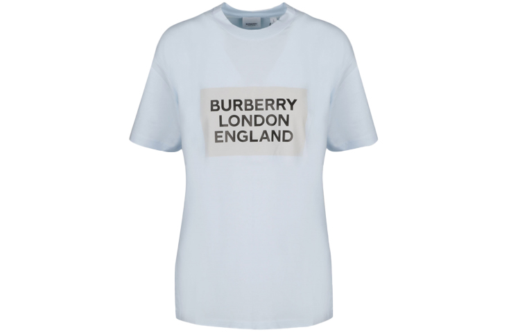 (Women) Burberry Oversize Logo Print Loose T-Shirt Light Blue 80264751