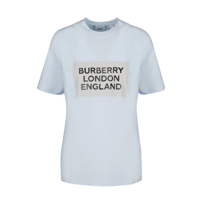 (Women) Burberry Oversize Logo Print Loose T-Shirt Light Blue 80264751