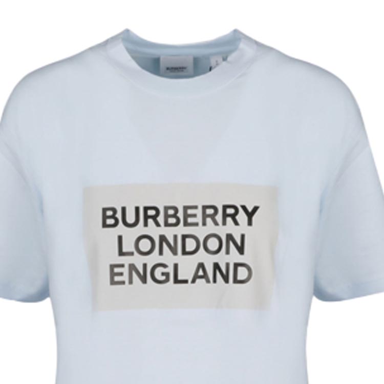 (Women) Burberry Oversize Logo Print Loose T-Shirt Light Blue 80264751 圖 8