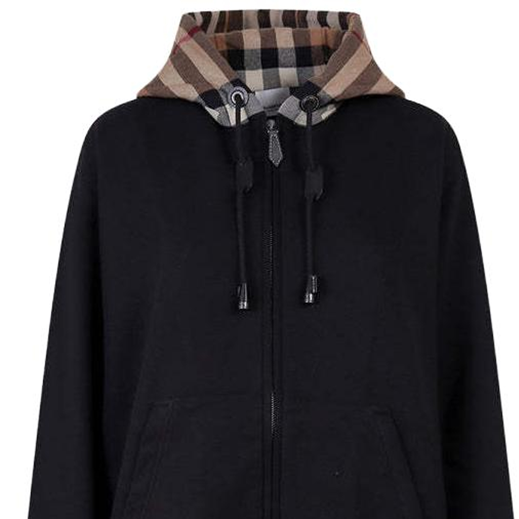 (Women) Burberry Oversized Hooded Jacket with Plaid Hem - Black. 80410711 圖 7