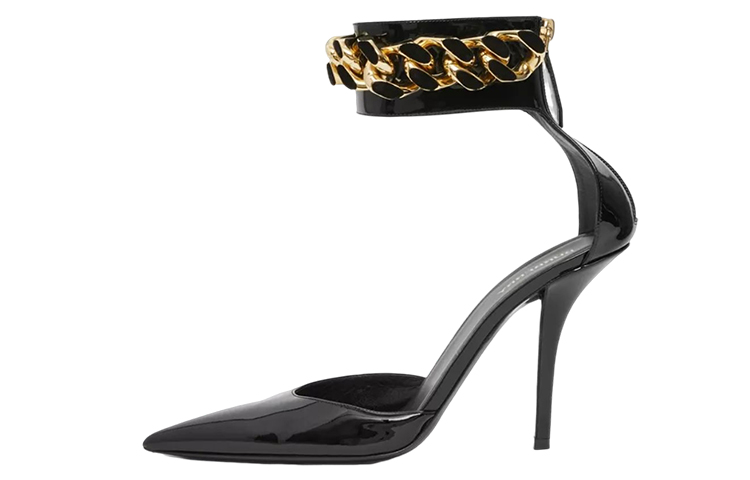 (Women) Burberry Patent Leather Chain Detail Heels 10cm 'Black Stiletto' 80635771