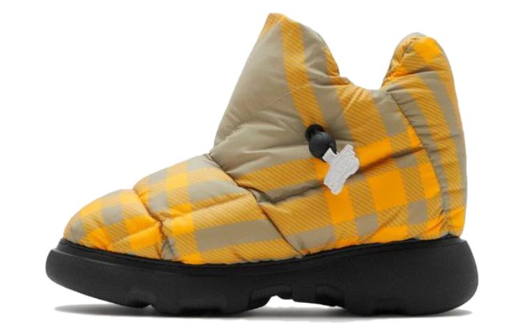 (W) Burberry Pillow 'Equestrian Knight Check Insole' Short Boots Yellow Grey