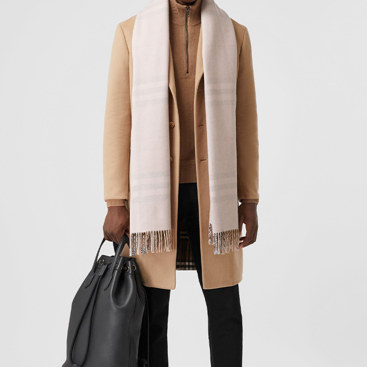 (Women) Burberry Pink Double-sided Cashmere Check Scarf 80359121 圖 6