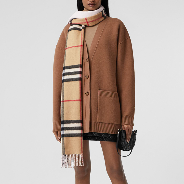 (Women) Burberry Pink Double-sided Cashmere Check Scarf 80359121 圖 8