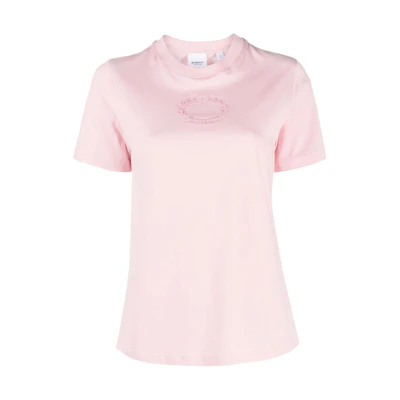 (Women) Burberry Pink Embroidered Logo Badge Crewneck T-Shirt Women SS23 Casual Tee. 80709161