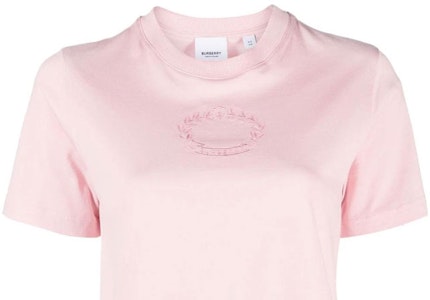(W) Burberry Pink Logo Bordir Badge Crewneck T-Shirt Wanita SS23 Kaos Kasual. 80709161 Sizing (W) Burberry Pink Logo Bordir Badge Crewneck T-Shirt Wanita SS23 Kaos Kasual. 80709161