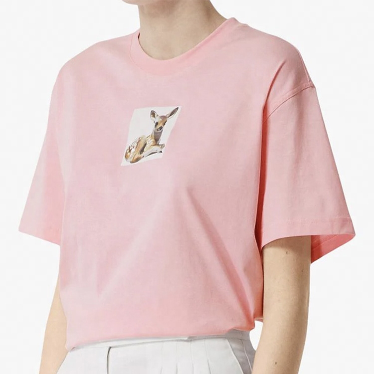 (Women) Burberry Pink Fawn Print Short Sleeve Crew Neck T-Shirt for Women 80246521 圖 4