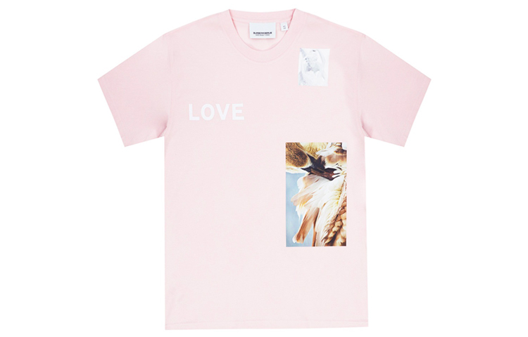 Order (W) 버버리 핑크 로고 프린트 크루넥 캐주얼 루즈핏 반팔 티셔츠 8030766