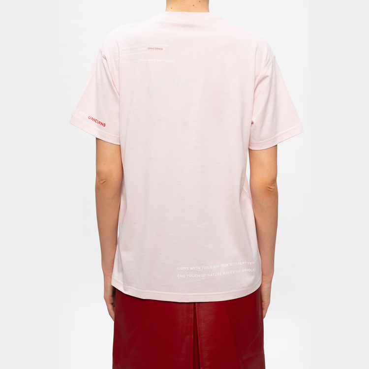 Shop (W) 버버리 핑크 로고 프린트 크루넥 캐주얼 루즈핏 반팔 티셔츠 8030766