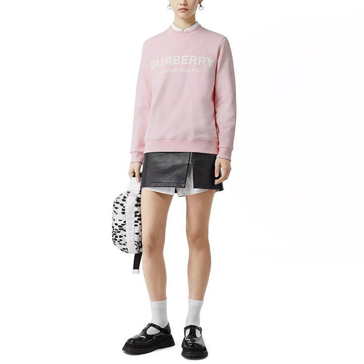 Shop (W) 博柏利粉色logo印花圆领卫衣 80089041