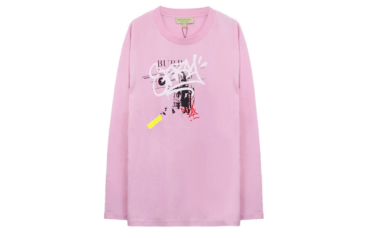 (Women) Burberry Pink Loose Fit Sweatshirt with Graffiti Logo Print 80011841