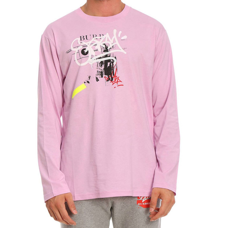 Lookbook (W) Burberry 粉色寬鬆版塊塗鴉徽標印花衛衣 80011841