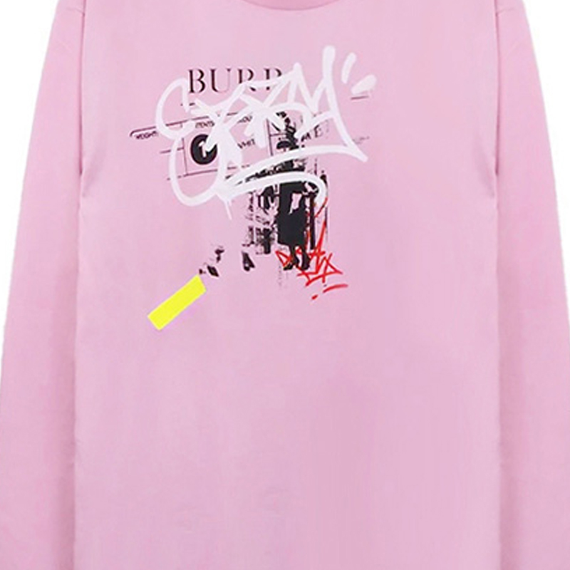 Details for (W) Burberry 粉色寬鬆版塊塗鴉徽標印花衛衣 80011841
