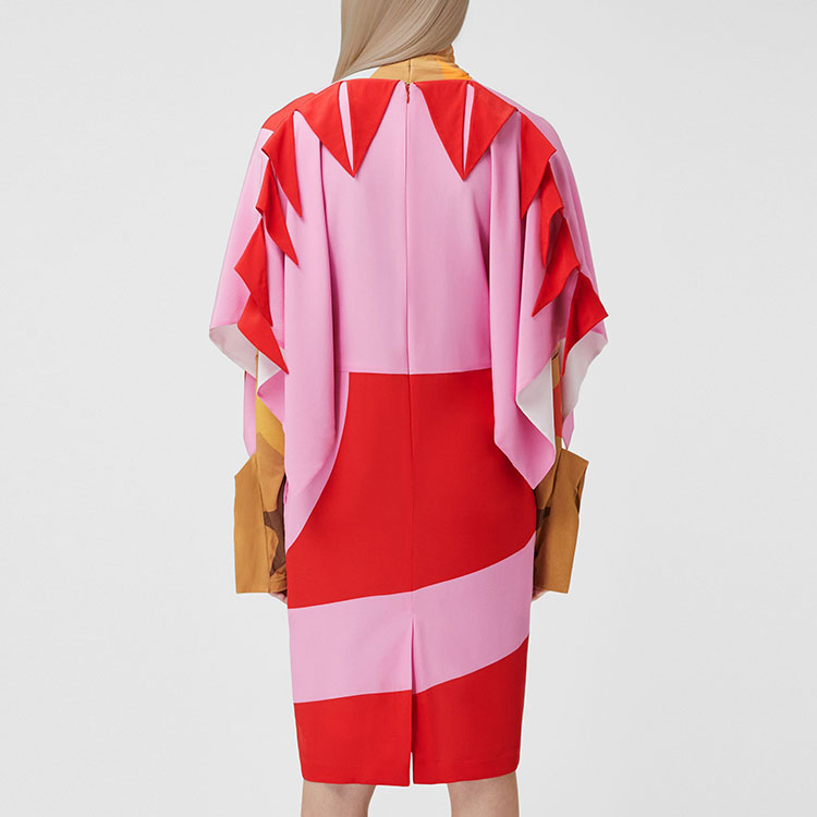 Purchase (W) Burberry Gaun Crepe Merah Jambu V-Leher Lengan Pendek. 80468021