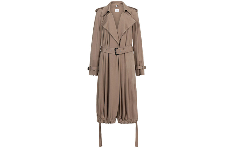 (Women) Burberry Plain Wrap Midi Trench Coat in Warm Ash Brown 80172421
