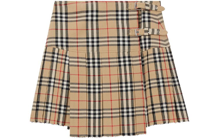 (Women) Burberry Pleated Checkered Casual Skirt Beige 8025832