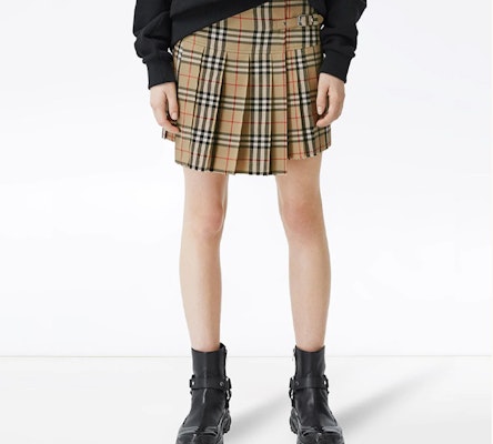 (W) Burberry Skirt Pleated Checkered Kasual Beige 8025832 Shop (W) Burberry Skirt Pleated Checkered Kasual Beige 8025832