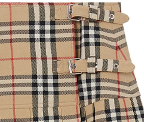 (W) Burberry Skirt Pleated Checkered Kasual Beige 8025832 Cheap (W) Burberry Skirt Pleated Checkered Kasual Beige 8025832