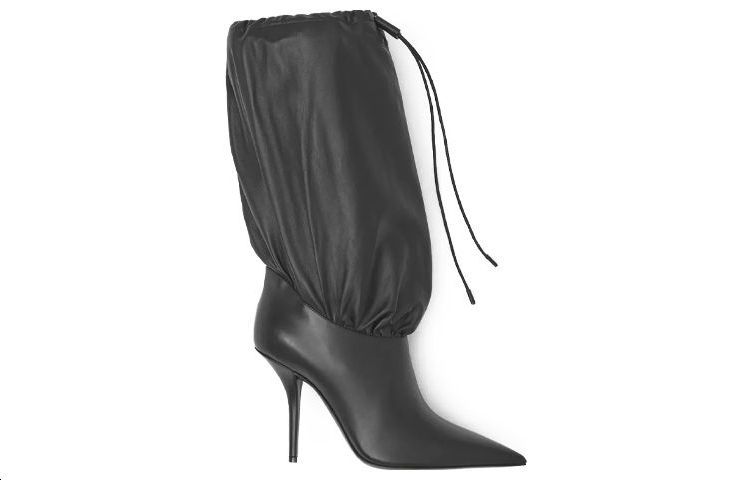 (W) Burberry Plongé Leather Drawstring Boots 'Black' 圖 2