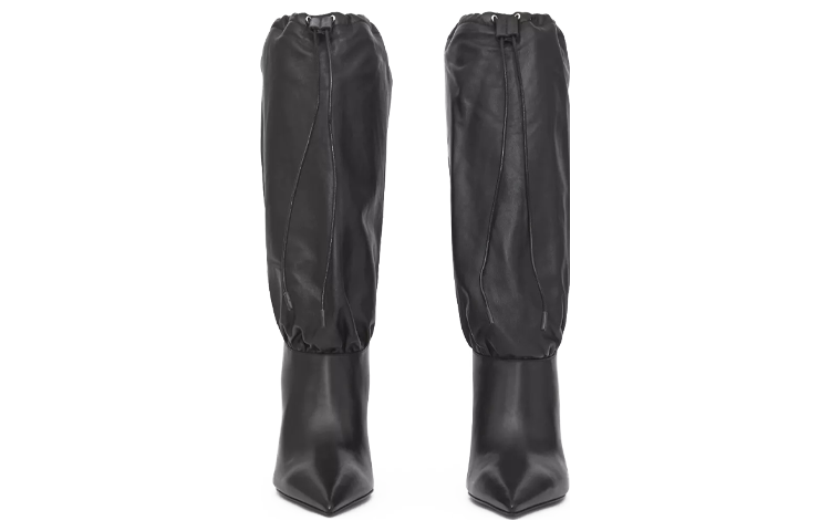 (W) Burberry Plongé Leather Drawstring Boots 'Black' 圖 3