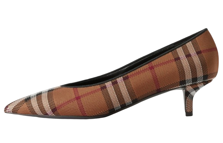 (Women) Burberry Pointed-Toe Check Stiletto Pumps 'Dark Brown' 80669281