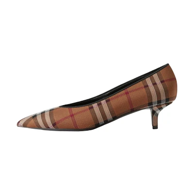 (W) Burberry Pointed-Toe Check Stiletto Pumps 'Dark Brown'