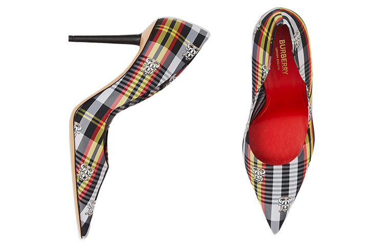 (W) Burberry Pointed High Heels 'Check Nylon Multicolor' 圖 4