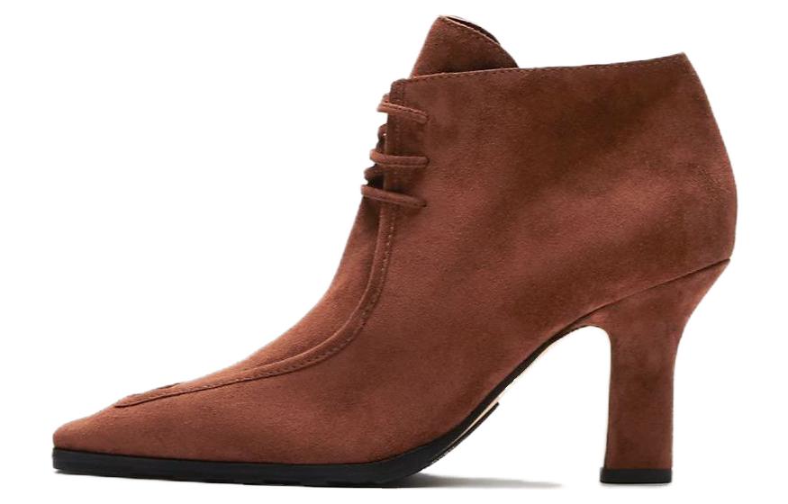 (Women) Burberry Pointed Lace-Up Short Boots 'Brown' 80744811