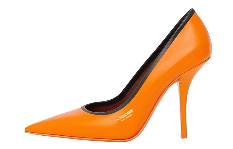 (Women) Burberry Pointed Leather High Heels 'Bright Orange' 80567201