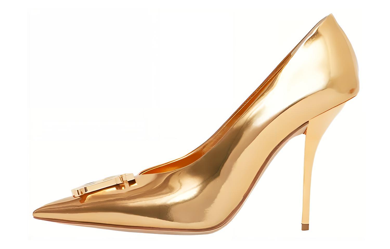 (W) Burberry Pointed Toe High Heels 'Gold'