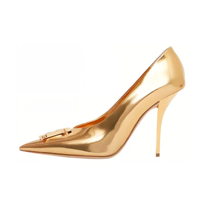 (W) Burberry Pointed Toe High Heels 'Gold'