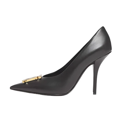 (W) Burberry Pointed Toe Leather High Heels 'Black'