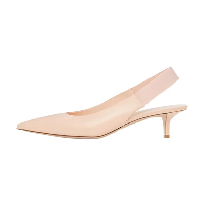 (W) Burberry Pointed Toe Leather Mid-Heel 'Pink'