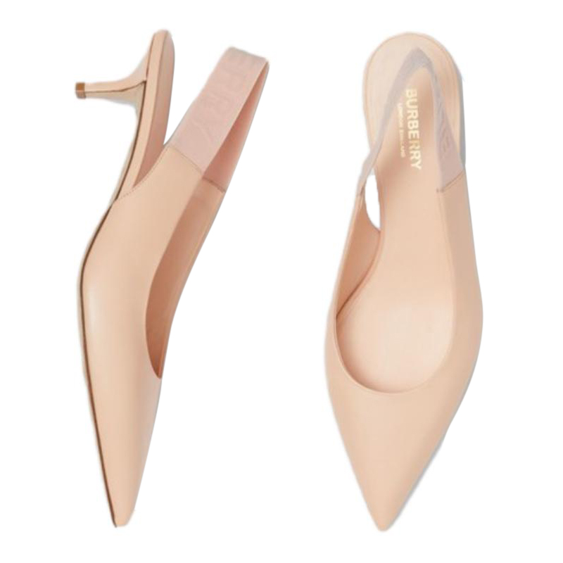 (W) Burberry Pointed Toe Leather Mid-Heel 'Pink' 圖 5