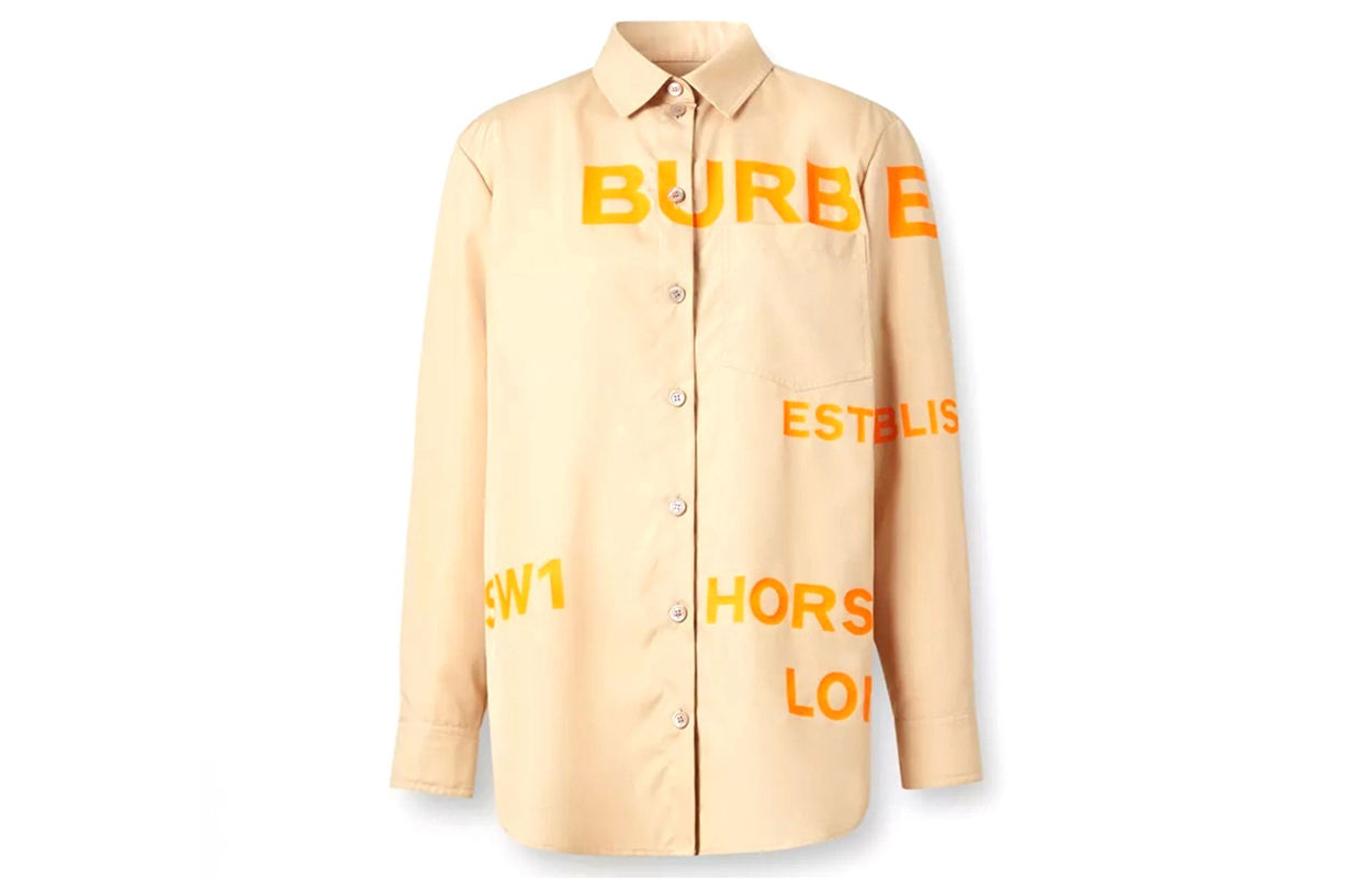 (Women) Burberry Print Long Sleeve Shirt Women Light Orange 80290061