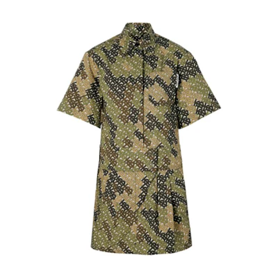 (Women) Burberry Printed Short Sleeve Dress Women’s Military Green 80141921