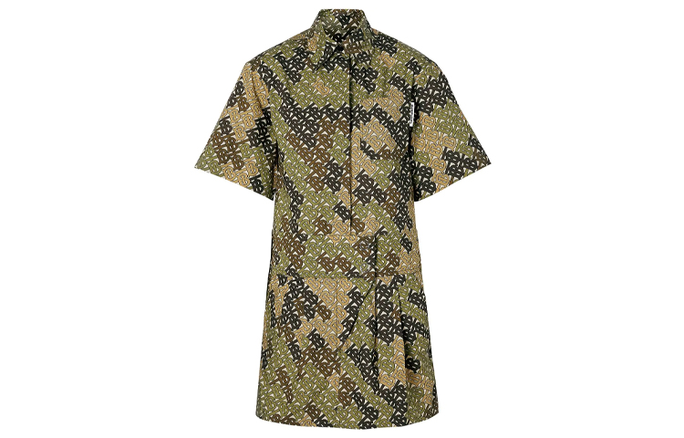 Order (W) Vestido Manga Corta Estampado Burberry Mujer Verde Militar 80141921