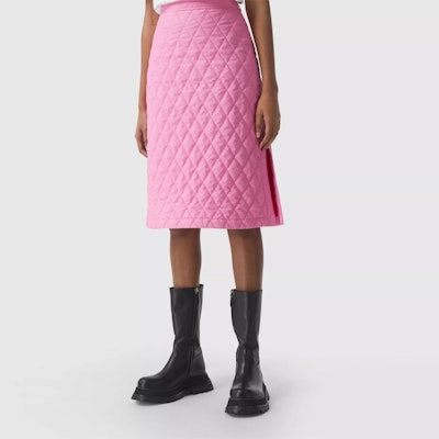 (W) Burberry Gaun Midi Kasual Berquilting Merah Jambu untuk Wanita 80387791 Purchase (W) Burberry Gaun Midi Kasual Berquilting Merah Jambu untuk Wanita 80387791