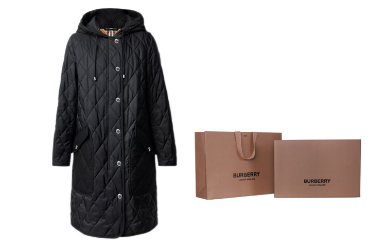 Cheap (W) 버버리 퀼팅 후드 온도조절 코튼 재킷 블랙 80355061