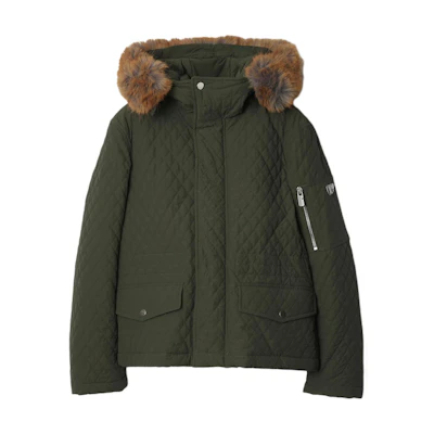 (Women) Burberry Quilted Hooded Zip Loose Fit Jacket Women’s Dark Green 80915551