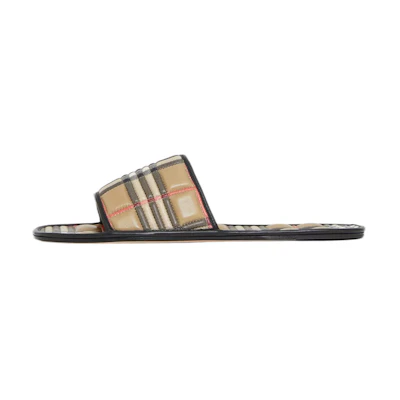 (W) Burberry Quilted Lamb Leather Slippers 'Check Beige'