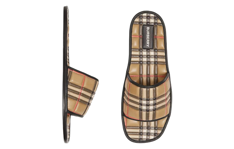 Purchase (W) Burberry Slipper Kulit Domba Quilted 'Check Beige' 80565871