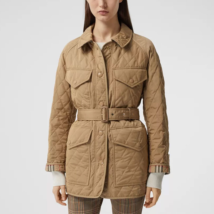 Shop (Women) Burberry Quilted Nylon Canvas Field Jacket Classic Beige 80358871
