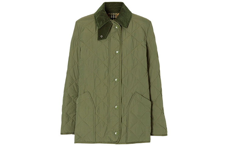 (Women) Burberry Quilted Temperature-Control Barn Cotton Jacket Willow Green 80214671