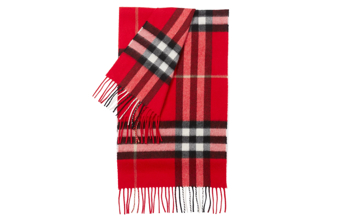 Shop (W) Burberry Selendang Kasmir Kotak-Kotak Merah 80497131