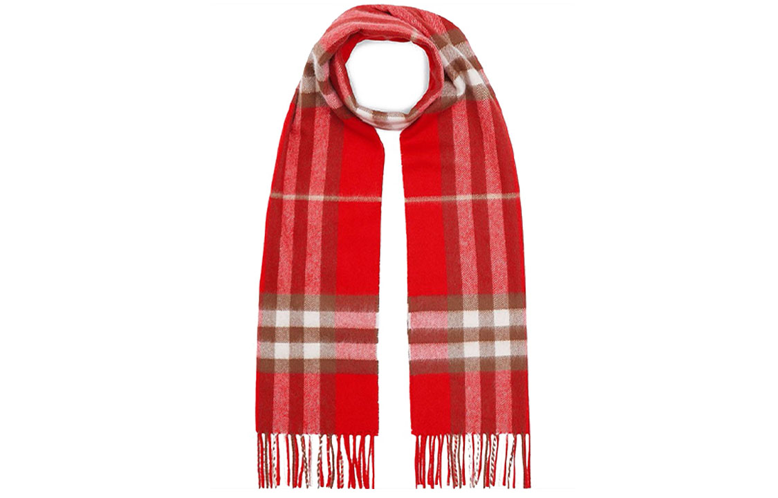 (Women) Burberry Red Cashmere Classic Check Scarf 8016402 圖 2