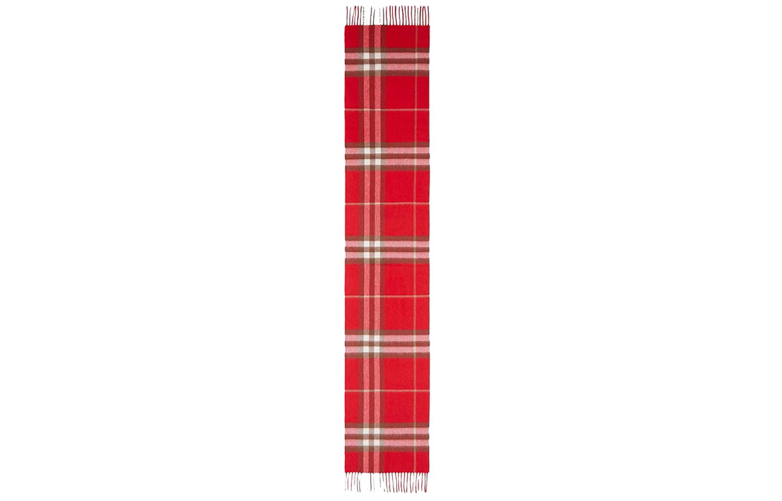 (Women) Burberry Red Cashmere Classic Check Scarf 8016402 圖 3