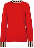 (Women) Burberry Red Cashmere Sweater with Signature Stripes 8008937 (Women) Burberry Red Cashmere Sweater with Signature Stripes 8008937