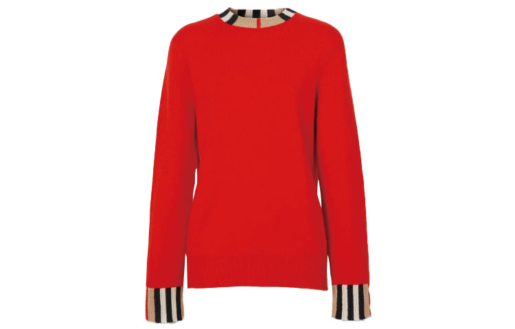 Order (W) 博柏利红色羊绒毛衣搭配经典条纹 8008937