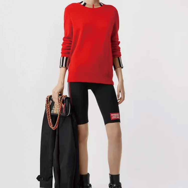 Details for (W) 博柏利红色羊绒毛衣搭配经典条纹 8008937